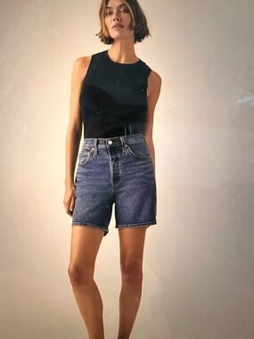 Levi's Dark Blue High-Rise Jean Shorts